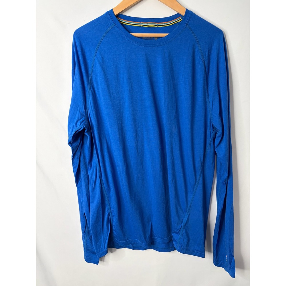 Smartwool Mens Merino 150 Base Layer Long Sleeve Shirt Blue Large Warm Thermal